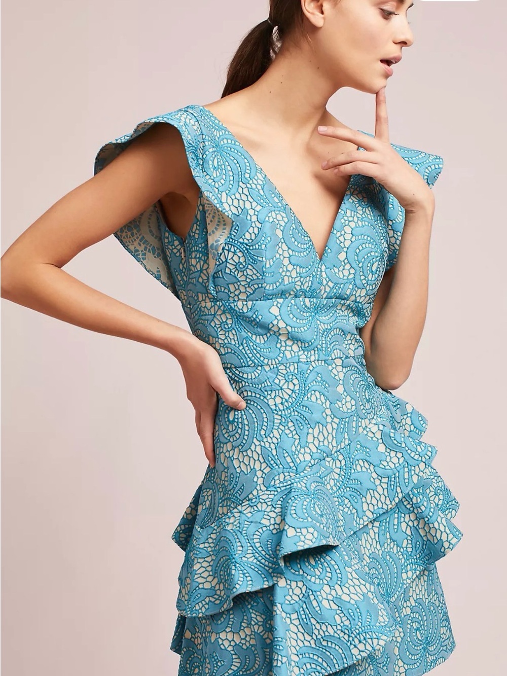 ML Monique Lhuillier Ellie Ruffled Dress sz8